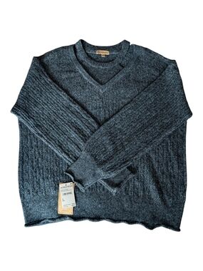 Democracy Charcoal Gray V-Neck Sweater w/ Mock Inner Crewneck - NWT!